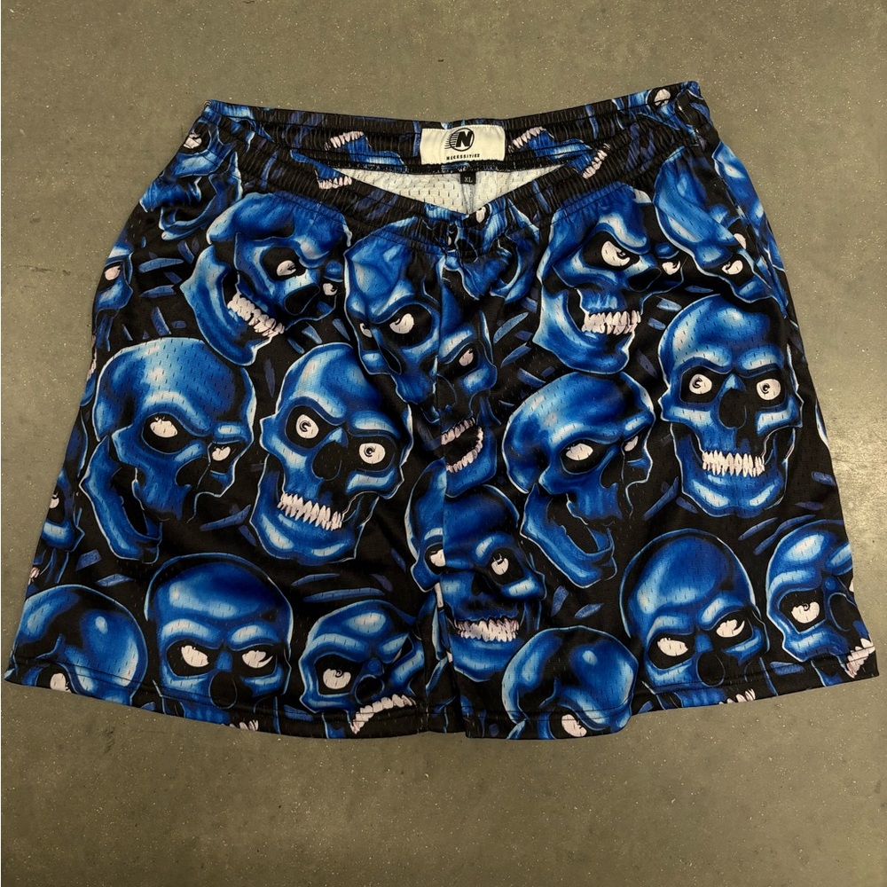 Costume Mesh Shorts Blue Skull Print Men's Shorts